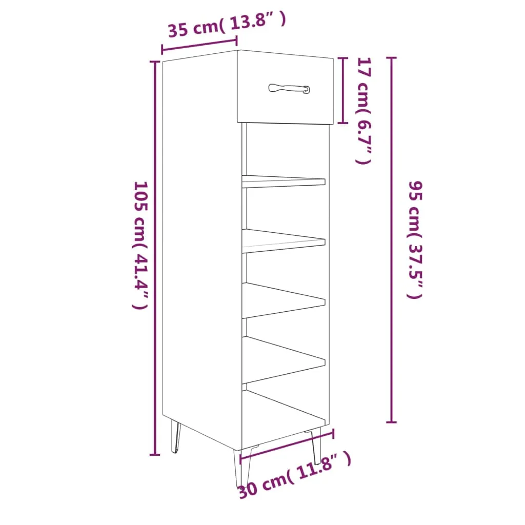 Shoe Cabinet Brown Oak 30x35x105 cm Engineered Wood