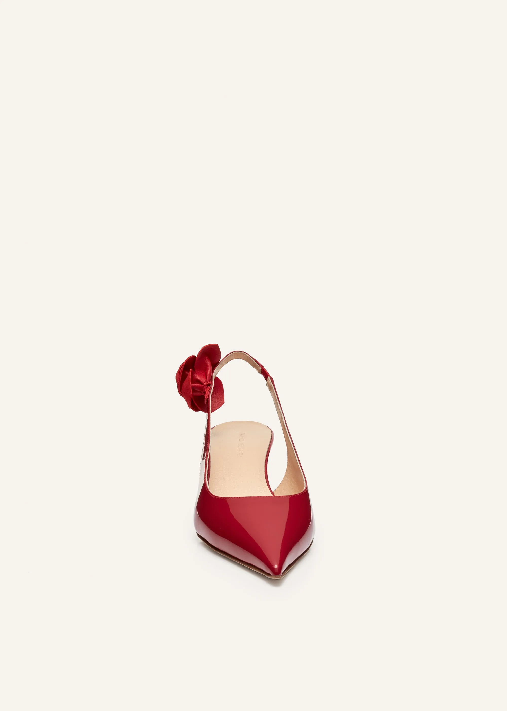 Slingback rose kitten heels in red leather