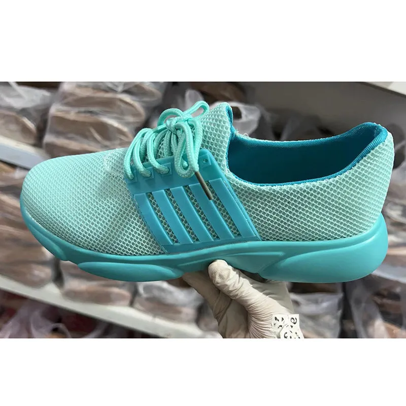 Solid Color Flyknit Round Toe Lace Up Sneakers（ HPSD232）