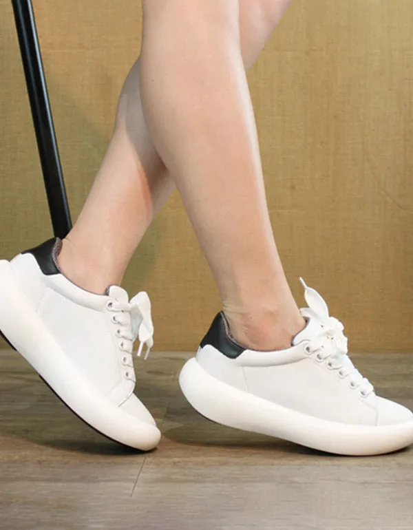 Spring Lace Up Soft Bottom Casual Shoes White