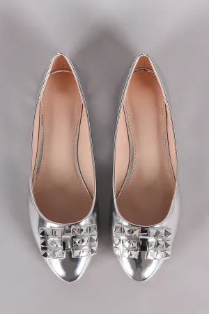 Studded Bow Patent Ballet Flat