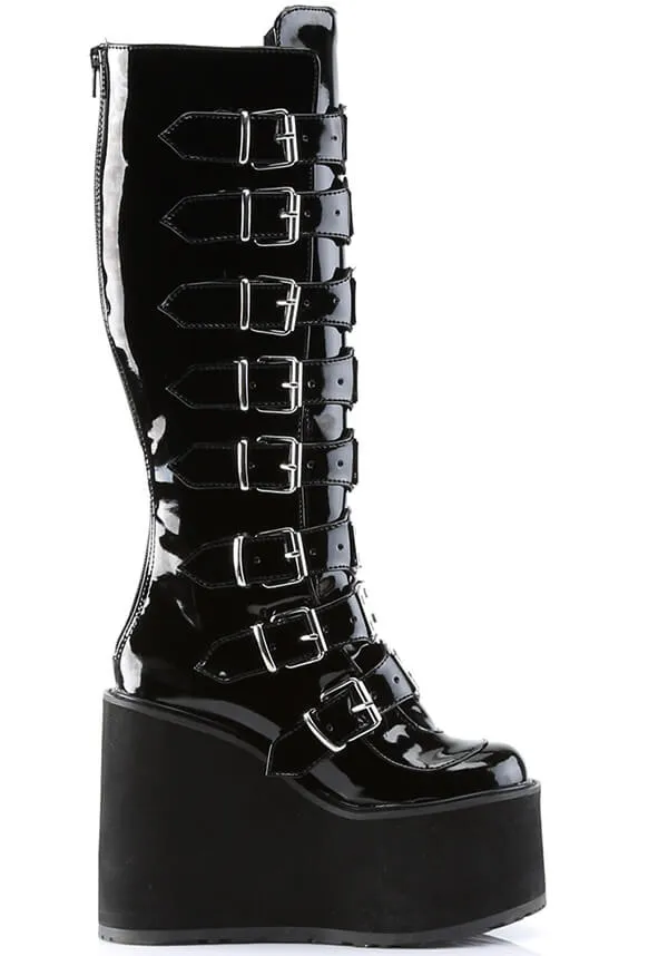 SWING-815 [Black Patent] | PLATFORM BOOTS [PREORDER]