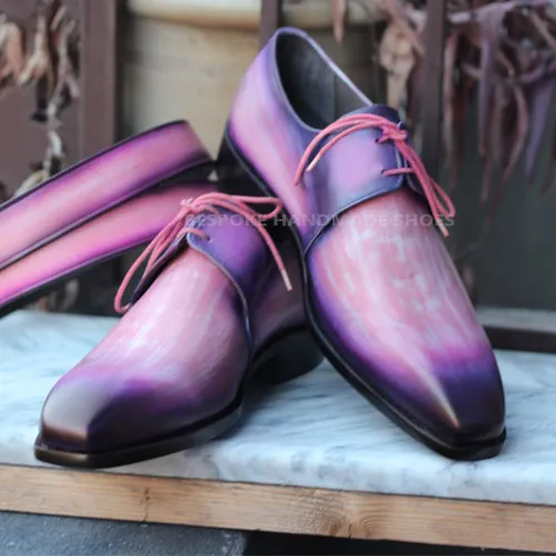 Tailor made Patina Art two tone Leather whole-cut Oxford Dress Handmade Shoes