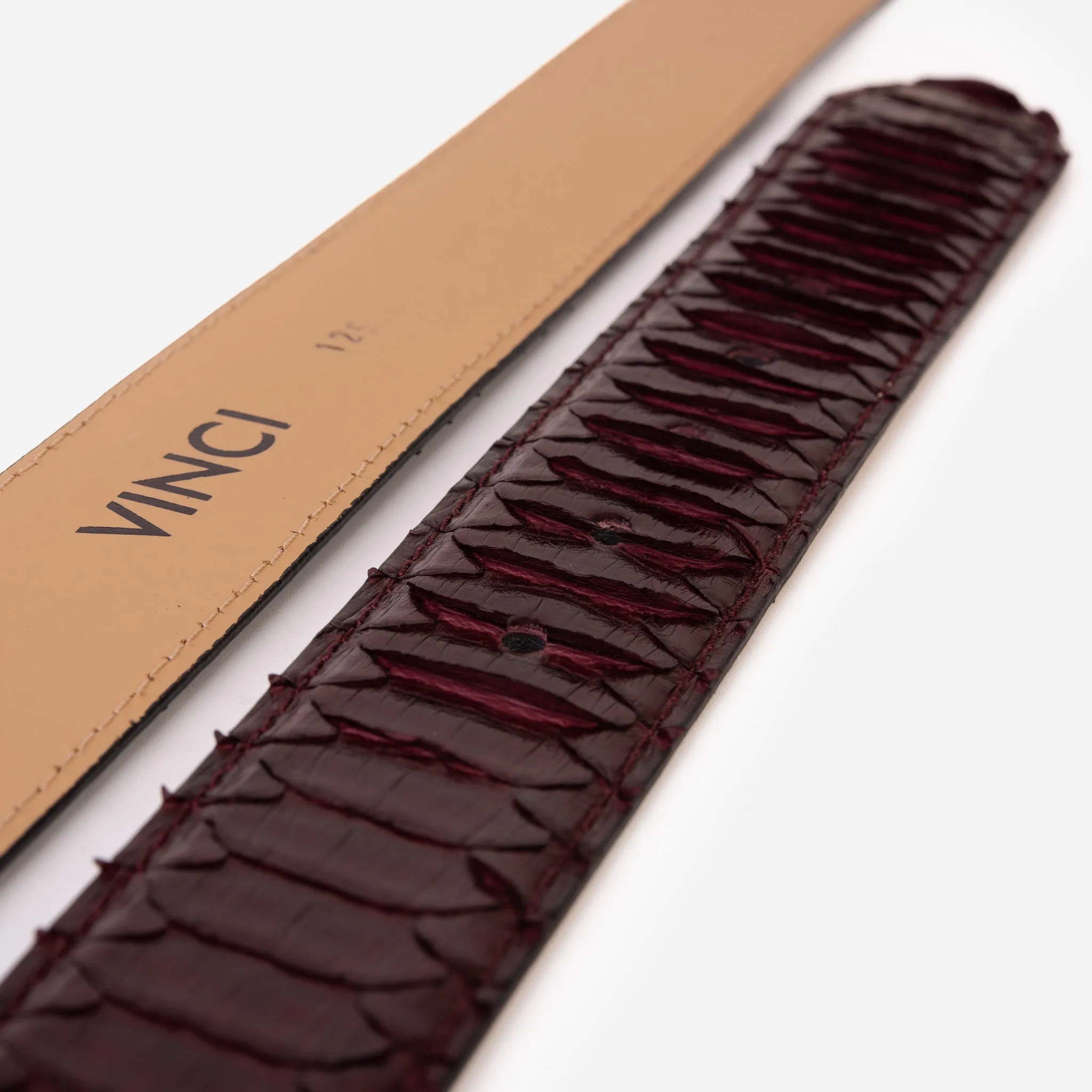 The Bethesda Burgundy pythn Sneak Leather Belt