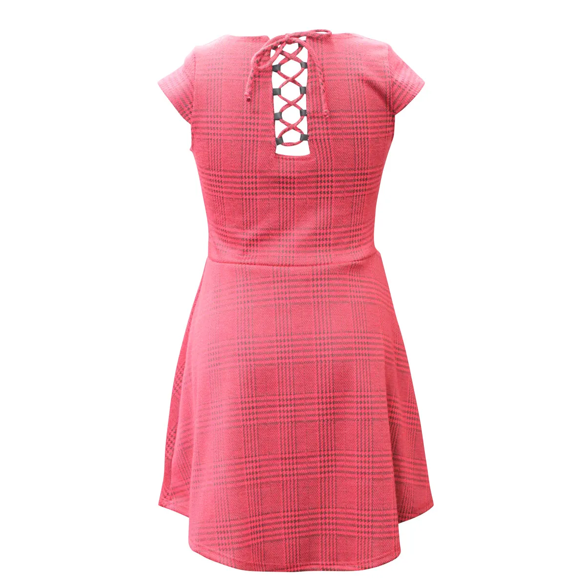 Tween Cap sleeve Plaid Double-Knit Skater Dress