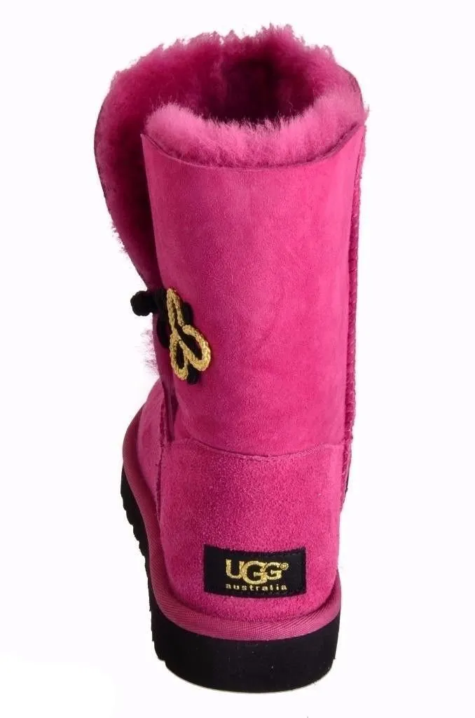 UGG BAILEY GOLD MARIKO RED VIOLET SUEDE/SHEEPSKIN BOOTS