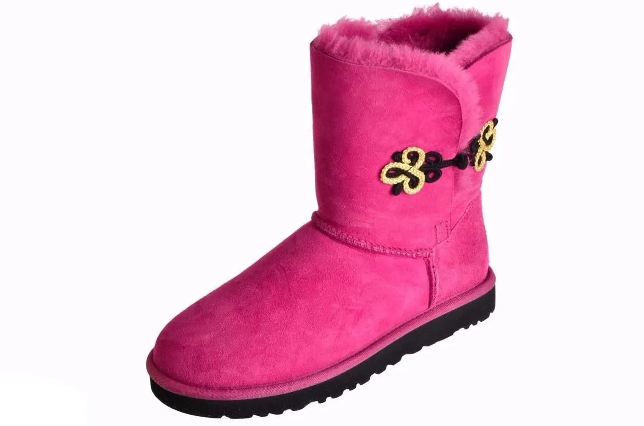 UGG BAILEY GOLD MARIKO RED VIOLET SUEDE/SHEEPSKIN BOOTS