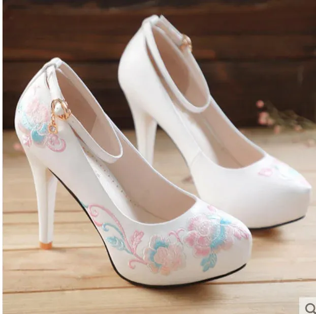 Uniwim Lolita shoes sweet princess daily japanese high heel vintage Women's embroidered shoes  kawaii shoes cosplay loli women shoes