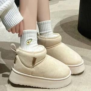 Uniwim Platform Snow Ankle Boots for Women Short Plush Flats Cotton Shoes Suede Casual Shoes 2024 Trend Winter Warm Chaussures Femme