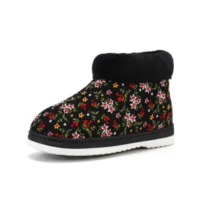 Women's Winter Flower Prined Short Snow Boots