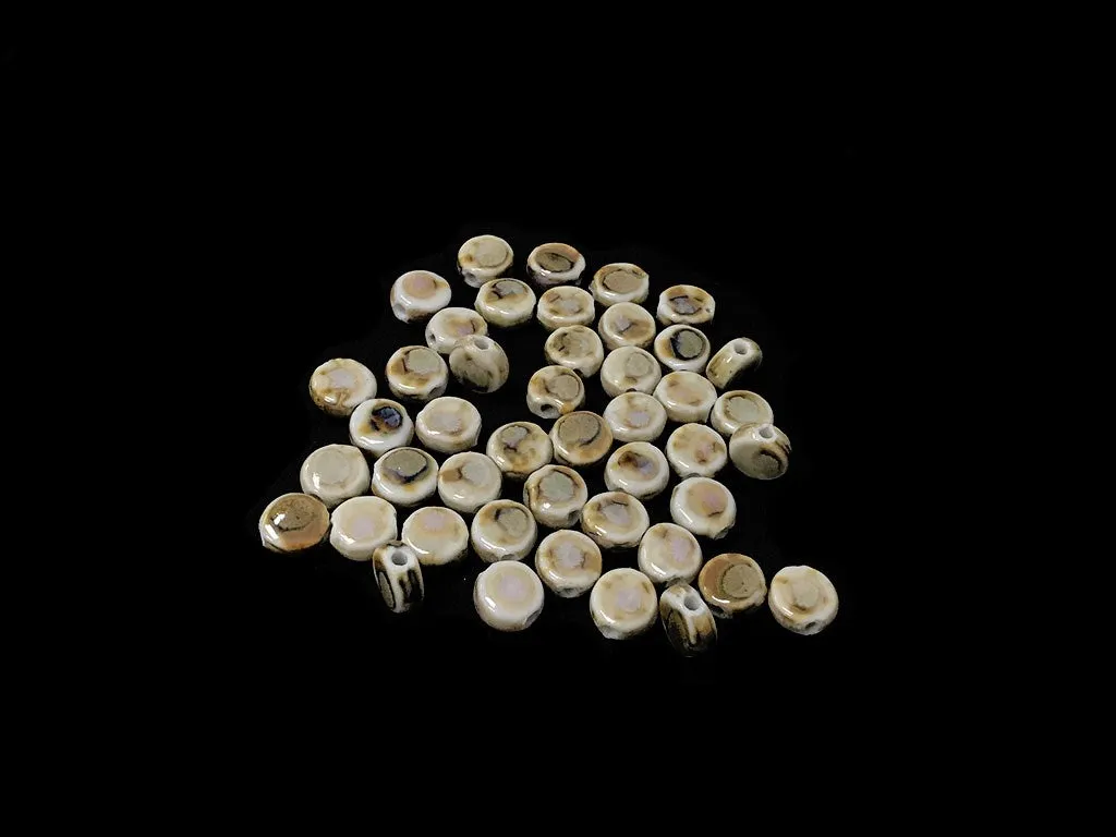 Yellow Brown Disc Spherical Ceramic Beads