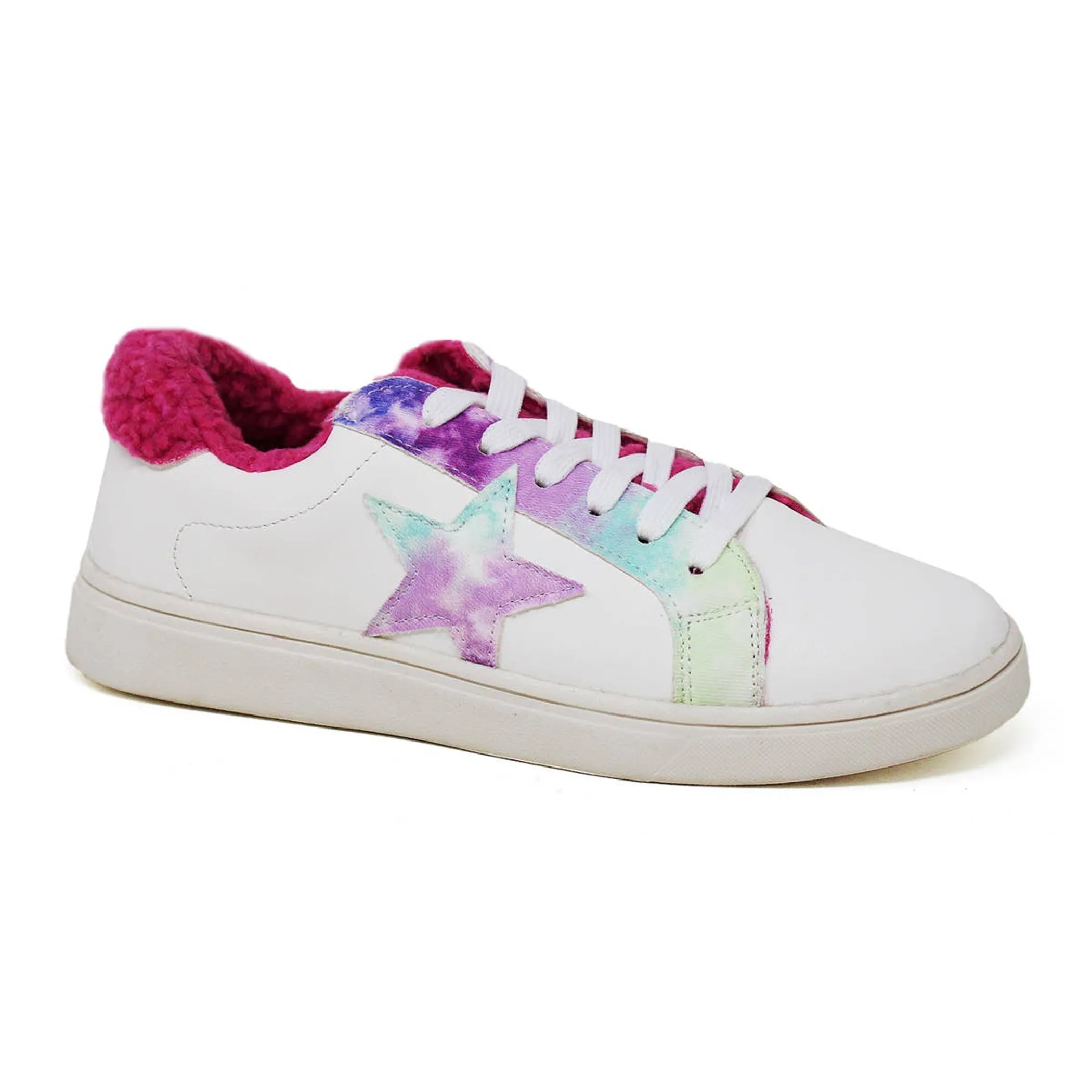 Yoki Womens GLENY-09 STAR DETAILED SNEAKER With  FAUX FUR