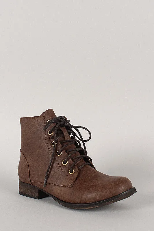 Zipper Military Lace Up Booties